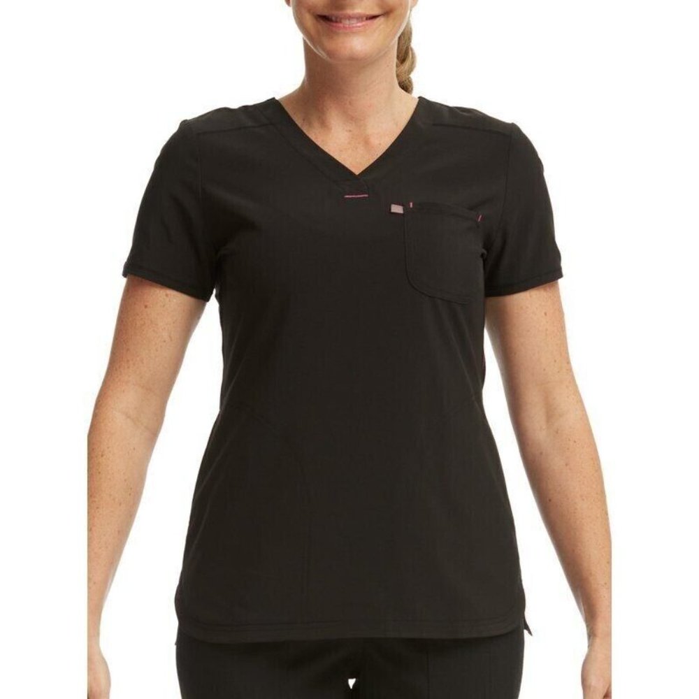 NEW Scrub Star Women's Henley Top Black XL